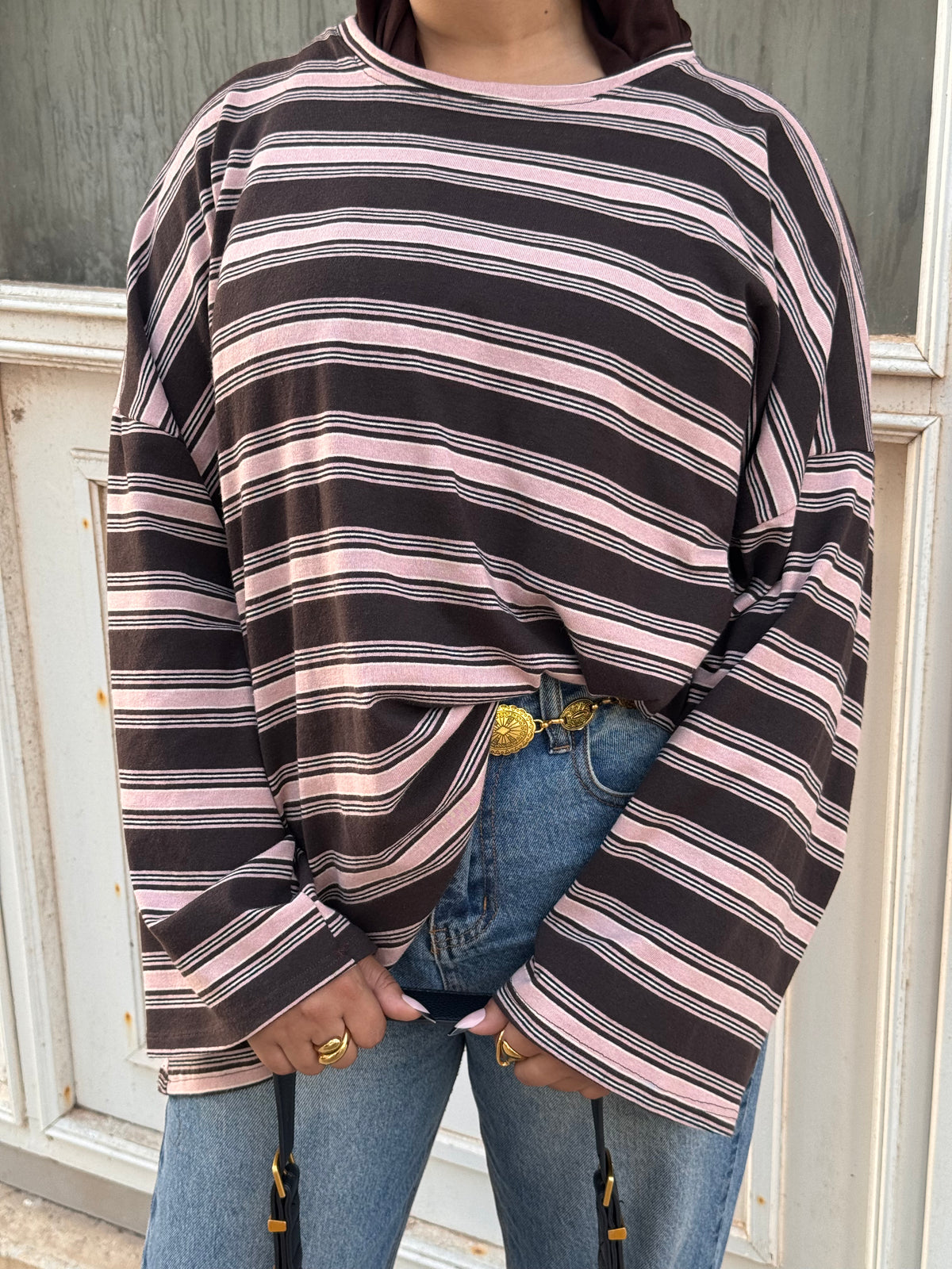 Top Mocha Pink Stripe