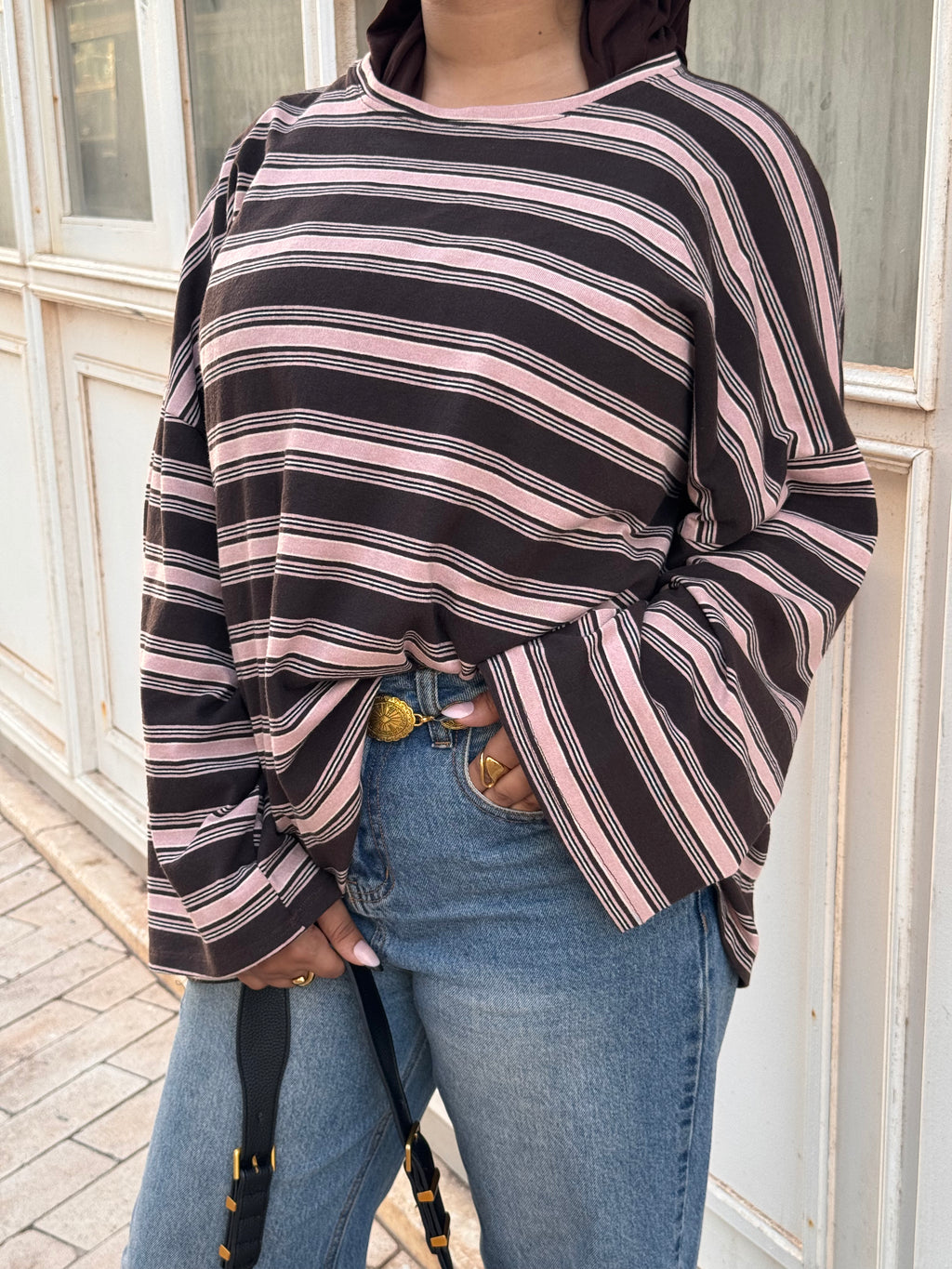 Top Mocha Pink Stripe