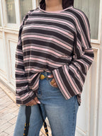 Top Mocha Pink Stripe